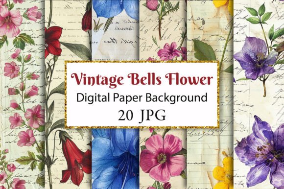 Download Vintage Canterbury Bells Flower Textures - Flower textures Collection