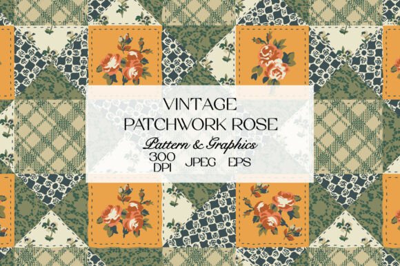 Download Vintage Patchwork Rose Pattern - Rose Collection