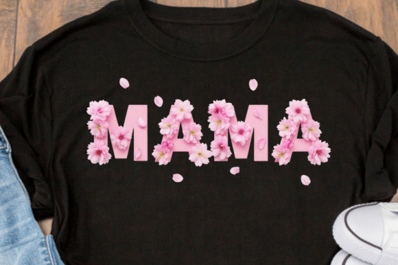 Download Pink Mama Text with Floral Decorations - Deco Collection