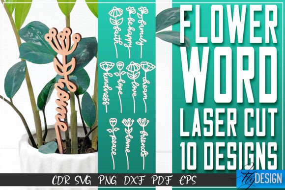 Download Flower Word Laser Cut SVG | Flower Decor - Deco Collection