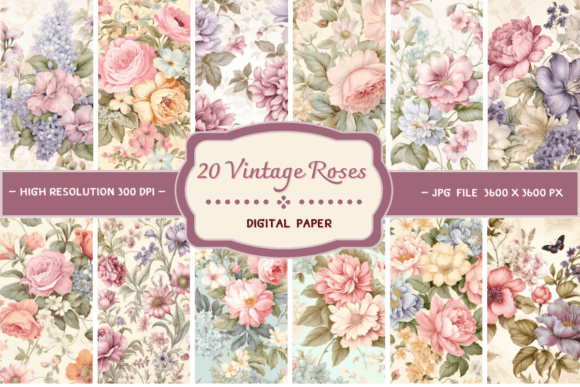 Download Vintage Roses Floral Background - Rose Collection