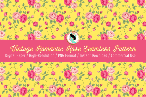 Download Vintage Rose Floral Seamless Pattern PNG - Rose Collection