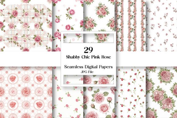 Download Shabby Chic Pink Rose Digital Paper - Rose Collection