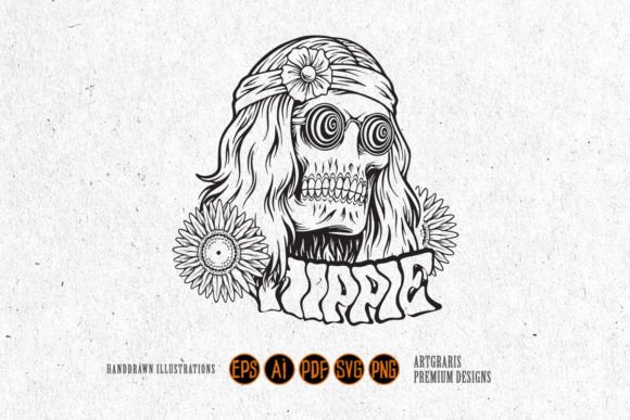 Download Skull Head Trippy Hippie Bohemian Style - Trippy Collection