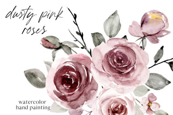 Download Dusty Pink Roses, Watercolor Png - Rose Collection