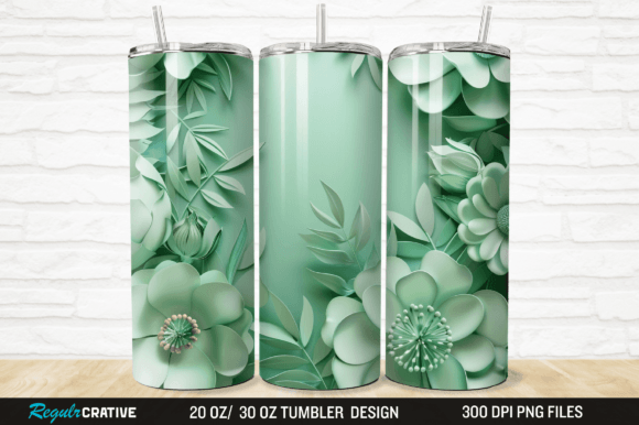 Download 3D Green Flower Floral Decor Tumbler PNG - Deco Collection